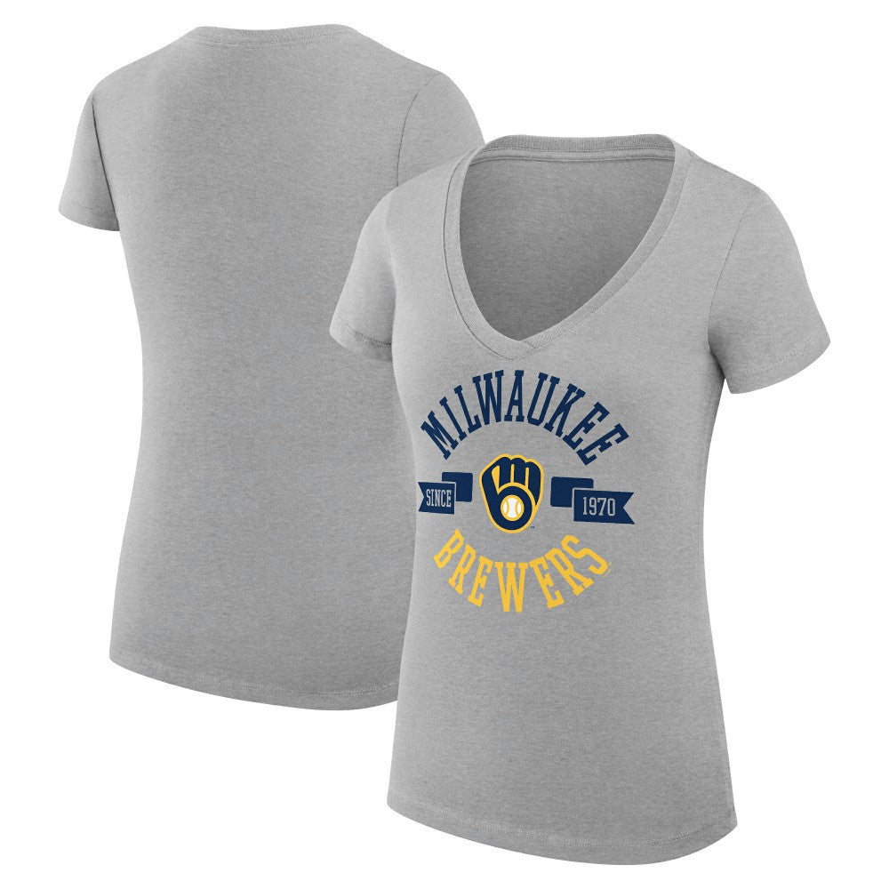Milwaukee Brewers G-III 4Her by Carl Banks Women's Super-Slim Fit Lightweight City Graphic V-Neck T-Shirt Clearance