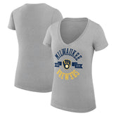 Milwaukee Brewers G-III 4Her by Carl Banks Women's Super-Slim Fit Lightweight City Graphic V-Neck T-Shirt Clearance