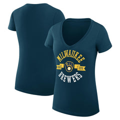 Milwaukee Brewers G-III 4Her by Carl Banks Women's Super-Slim Fit Lightweight City Graphic V-Neck T-Shirt Online