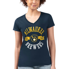 Milwaukee Brewers G-III 4Her by Carl Banks Women's Super-Slim Fit Lightweight City Graphic V-Neck T-Shirt Online