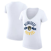 Milwaukee Brewers G-III 4Her by Carl Banks Women's Super-Slim Fit Lightweight City Graphic V-Neck T-Shirt for sale
