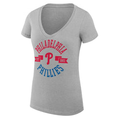 Philadelphia Phillies G-III 4Her by Carl Banks Women's Super-Slim Fit Lightweight City Graphic V-Neck T-Shirt Lifestyle
