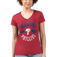 Philadelphia Phillies G-III 4Her by Carl Banks Women's Super-Slim Fit Lightweight City Graphic V-Neck T-Shirt Lifestyle