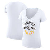 San Diego Padres G-III 4Her by Carl Banks Women's Super-Slim Fit Lightweight City Graphic V-Neck T-Shirt On Sale
