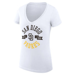 San Diego Padres G-III 4Her by Carl Banks Women's Super-Slim Fit Lightweight City Graphic V-Neck T-Shirt On Sale