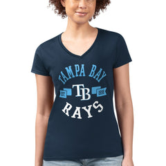 Tampa Bay Rays G-III 4Her by Carl Banks Women's Super-Slim Fit Lightweight City Graphic V-Neck T-Shirt Clearance
