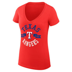 Texas Rangers G-III 4Her by Carl Banks Women's Super-Slim Fit Lightweight City Graphic V-Neck T-Shirt Online