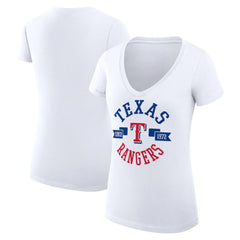 Texas Rangers G-III 4Her by Carl Banks Women's Super-Slim Fit Lightweight City Graphic V-Neck T-Shirt Sale