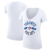 Toronto Blue Jays G-III 4Her by Carl Banks Women's Super-Slim Fit Lightweight City Graphic V-Neck T-Shirt Lifestyle