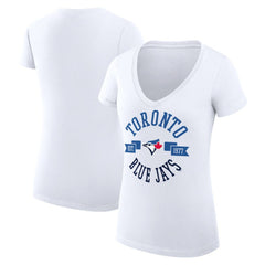 Toronto Blue Jays G-III 4Her by Carl Banks Women's Super-Slim Fit Lightweight City Graphic V-Neck T-Shirt Lifestyle