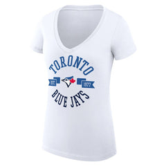 Toronto Blue Jays G-III 4Her by Carl Banks Women's Super-Slim Fit Lightweight City Graphic V-Neck T-Shirt Lifestyle