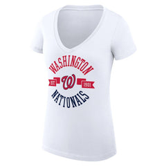 Washington Nationals G-III 4Her by Carl Banks Women's Super-Slim Fit Lightweight City Graphic V-Neck T-Shirt On Sale
