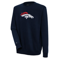 Denver Broncos Antigua Victory Crewneck Pullover Sweatshirt Navy - NFL