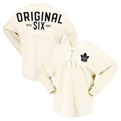 Toronto Maple Leafs - Fanatics Women's Original Six Lace-Up Spirit Jersey Long Sleeve T-Shirt Cream