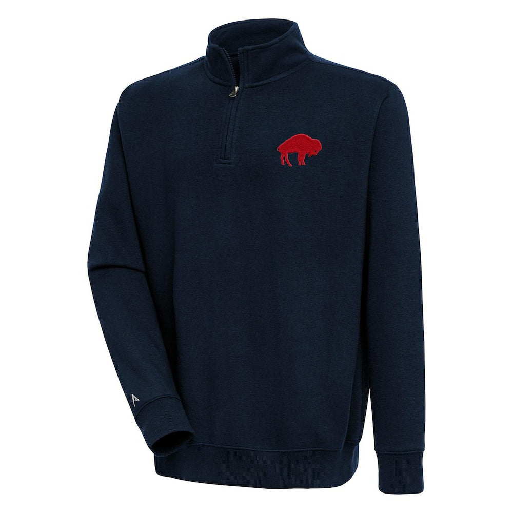 Buffalo Bills Adult Throwback Logo Victory Quarter-Zip Pullover Top Navy - NFL