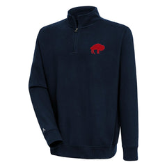 Buffalo Bills Adult Throwback Logo Victory Quarter-Zip Pullover Top Navy - NFL