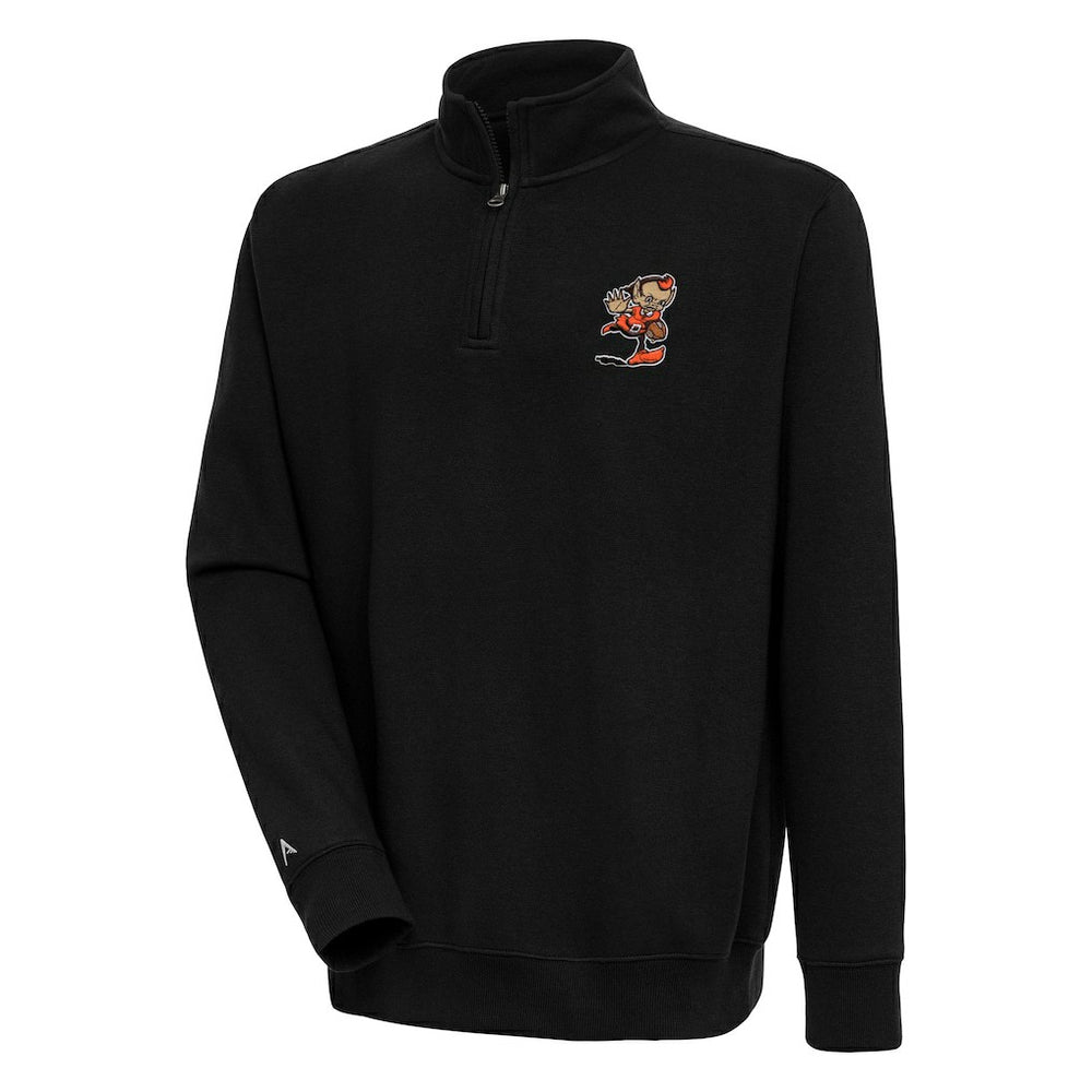 Cleveland Browns Adult Throwback Logo Victory Quarter-Zip Pullover Top Black - NFL