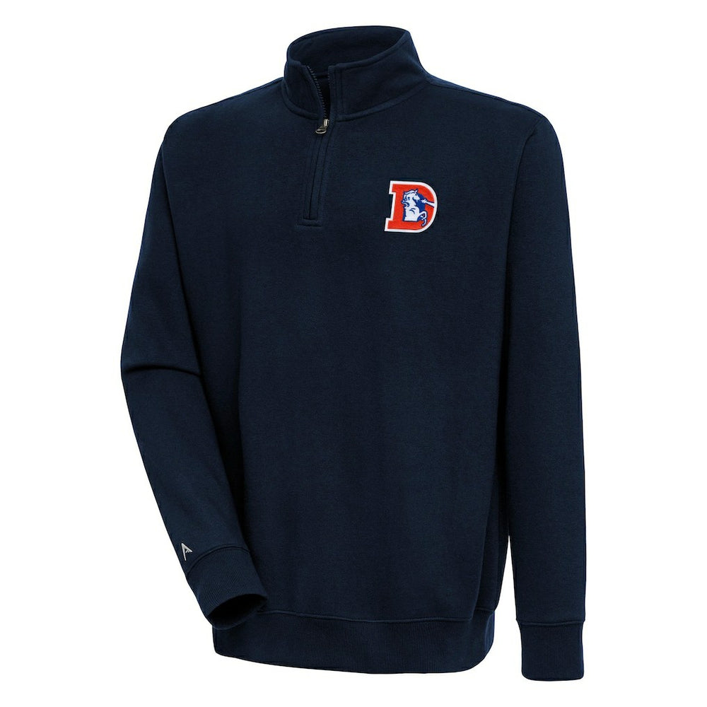 Denver Broncos Adult Throwback Logo Victory Quarter-Zip Pullover Top Navy - NFL