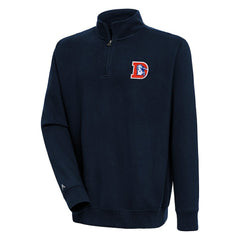 Denver Broncos Adult Throwback Logo Victory Quarter-Zip Pullover Top Navy - NFL
