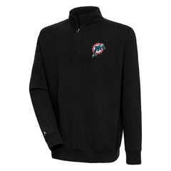Miami Dolphins Adult Throwback Logo Victory Quarter-Zip Pullover Top Black - NFL