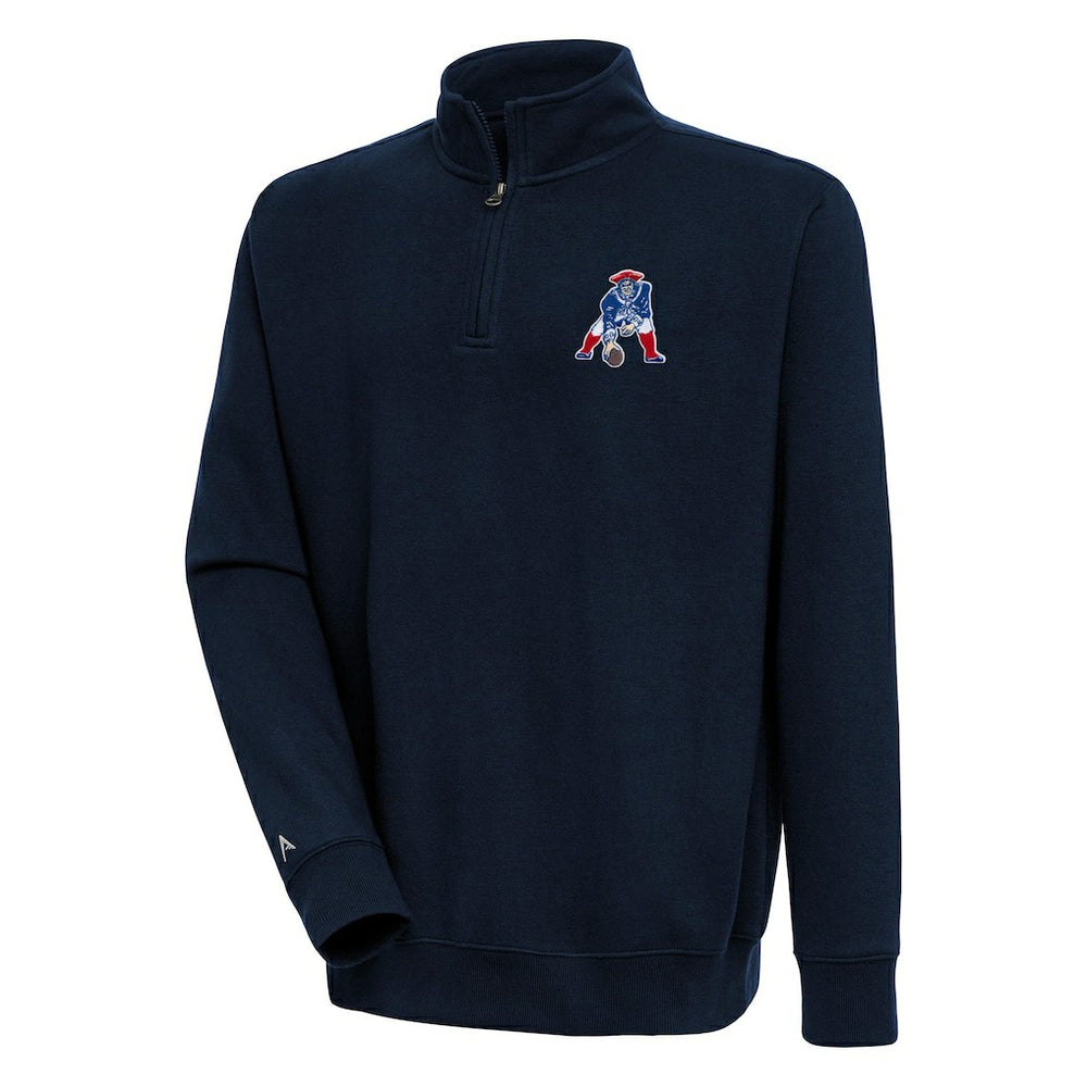 New England Patriots Adult Throwback Logo Victory Quarter-Zip Pullover Top Navy - NFL
