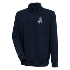New England Patriots Adult Throwback Logo Victory Quarter-Zip Pullover Top Navy - NFL