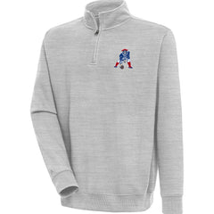 New England Patriots Adult Throwback Logo Victory Quarter-Zip Pullover Top Heather Gray - NFL