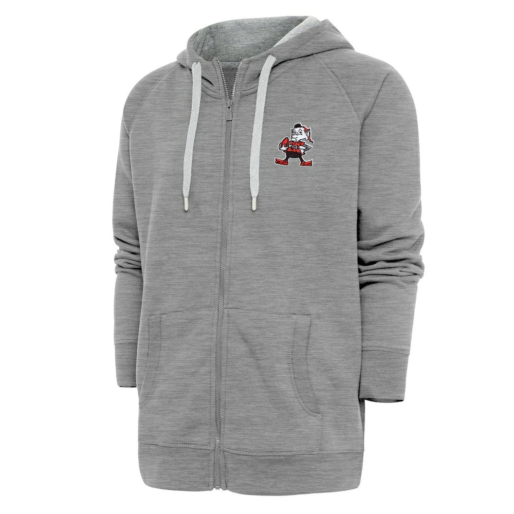 Cleveland Browns Adult Throwback Logo Victory Full-Zip Hoodie Heather Gray - NFL