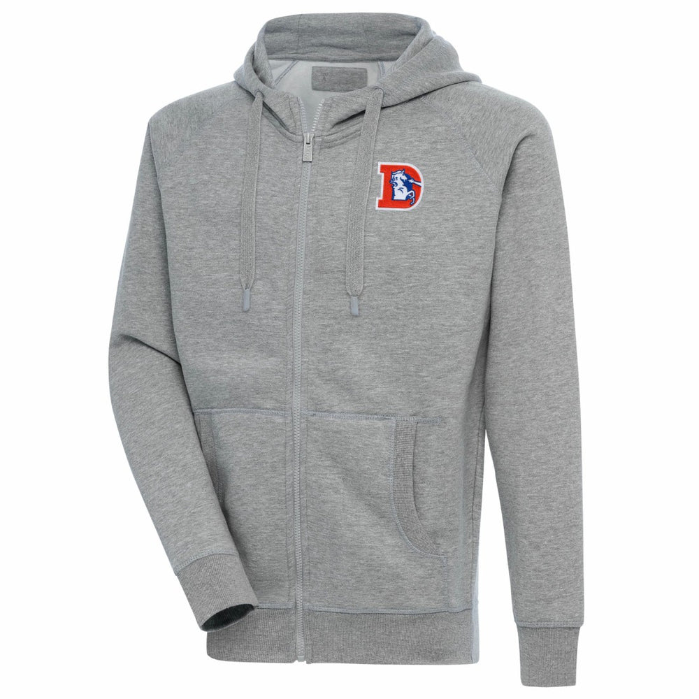 Denver Broncos Adult Throwback Logo Victory Full-Zip Hoodie Heather Gray - NFL