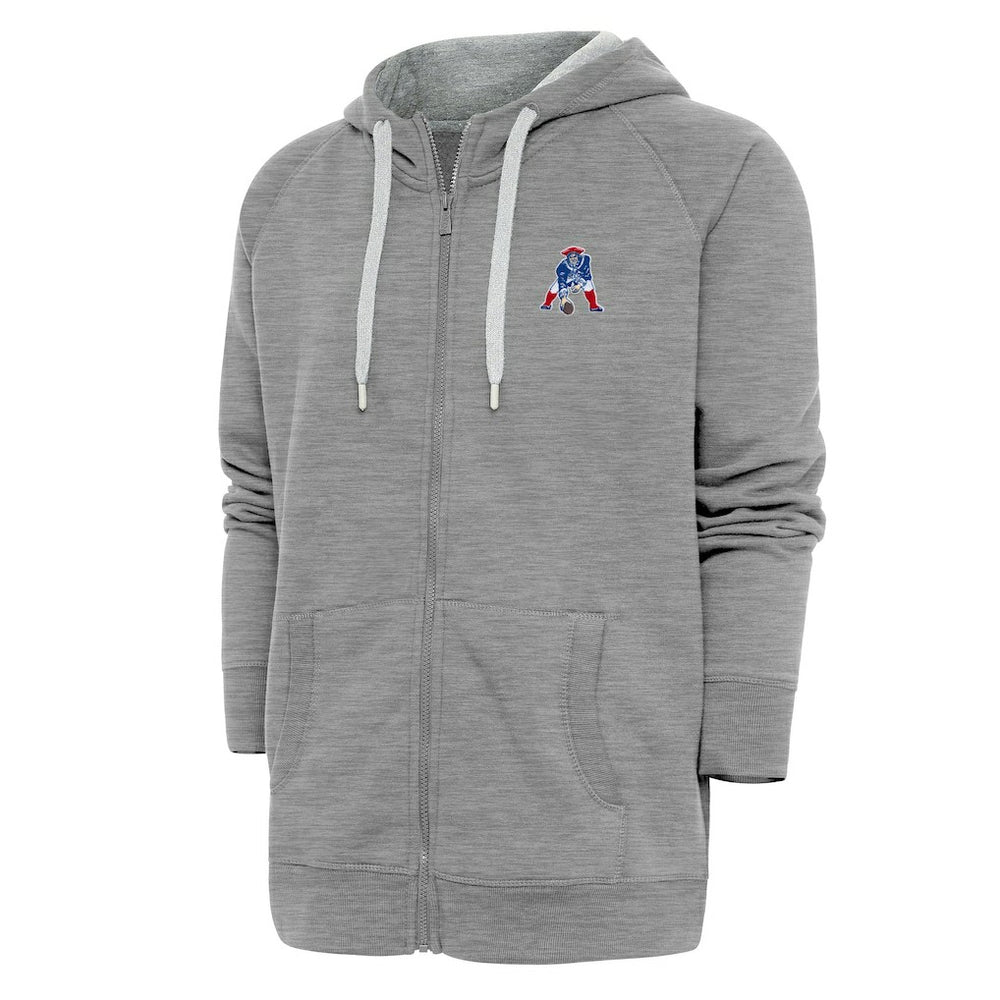 New England Patriots Adult Throwback Logo Victory Full-Zip Hoodie Heather Gray - NFL