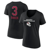 Budda Baker Arizona Cardinals Women's Team Wordmark Player Name & Number V-Neck T-Shirt Black - NFL