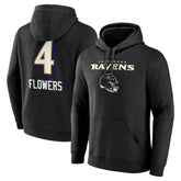 Zay Flowers Baltimore Ravens Team Wordmark Player Name & Number Pullover Hoodie Black - NFL