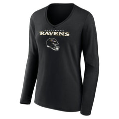 Zay Flowers Baltimore Ravens Women's Team Wordmark Player Name & Number Long Sleeve V-Neck T-Shirt Black - NFL