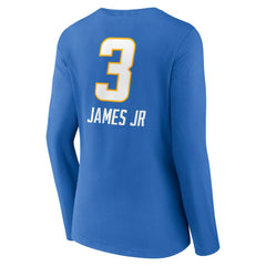 Derwin James Jr. Los Angeles Chargers Women's Team Wordmark Player Name & Number Long Sleeve V-Neck T-Shirt Powder Blue - NFL