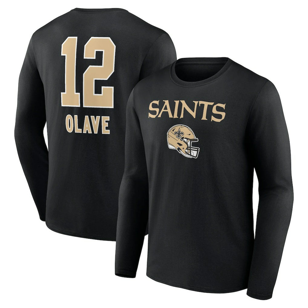 Chris Olave New Orleans Saints Team Wordmark Player Name & Number Long Sleeve T-Shirt Black - NFL