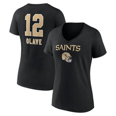 Chris Olave New Orleans Saints Women's Team Wordmark Player Name & Number V-Neck T-Shirt Black - NFL
