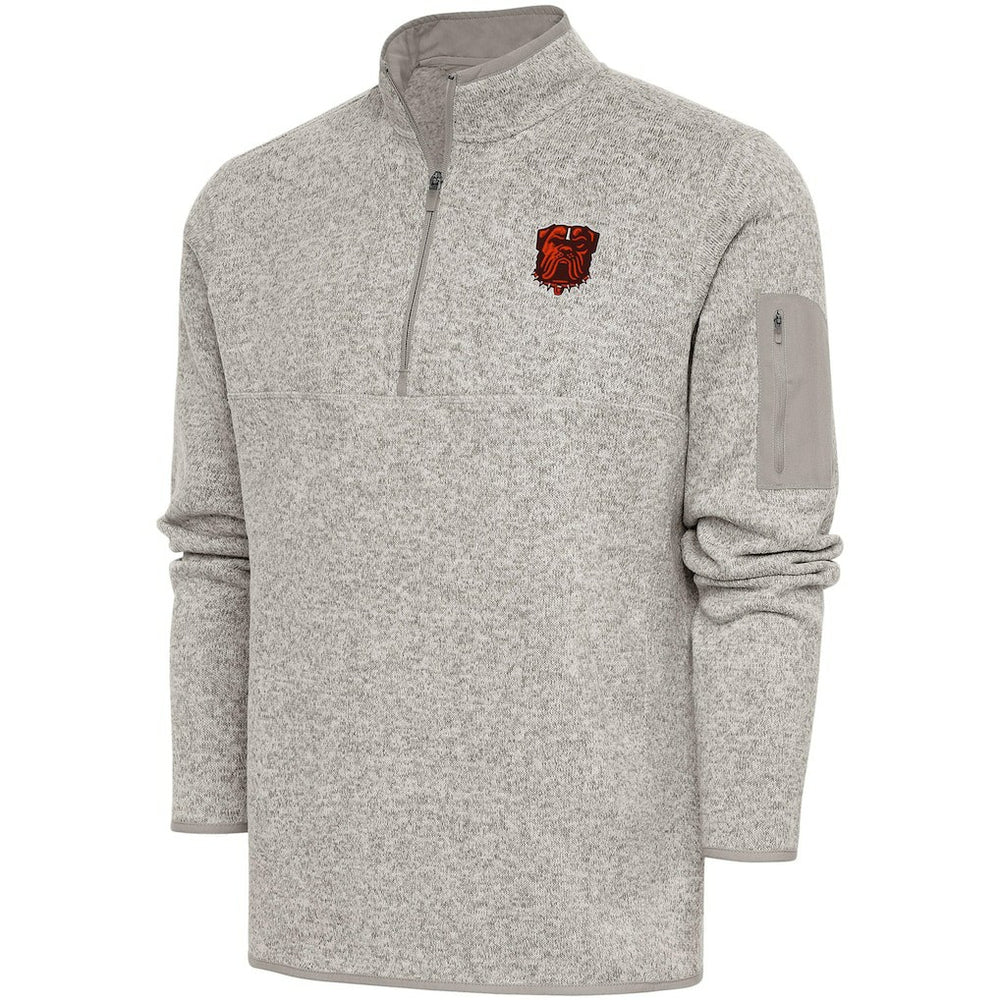 Cleveland Browns Antigua Fortune Quarter-Zip Pullover Jacket Oatmeal - NFL