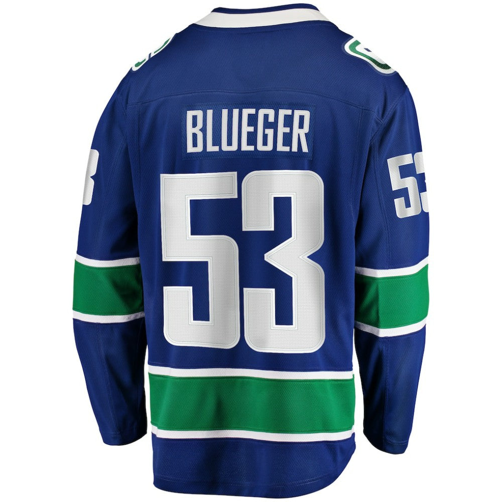 Teddy Blueger Vancouver Canucks Fanatics Home Breakaway Jersey - Blue | NHL Jerseys