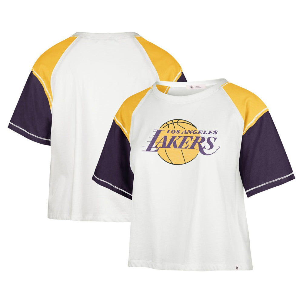 47 brand - Los Angeles Lakers '47 Women's Premier Raglan Cropped T-Shirt - Cream