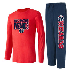 NBA - Washington Wizards Concepts Sport Meter Long Sleeve Top & Pants Sleep Set - Navy/Red