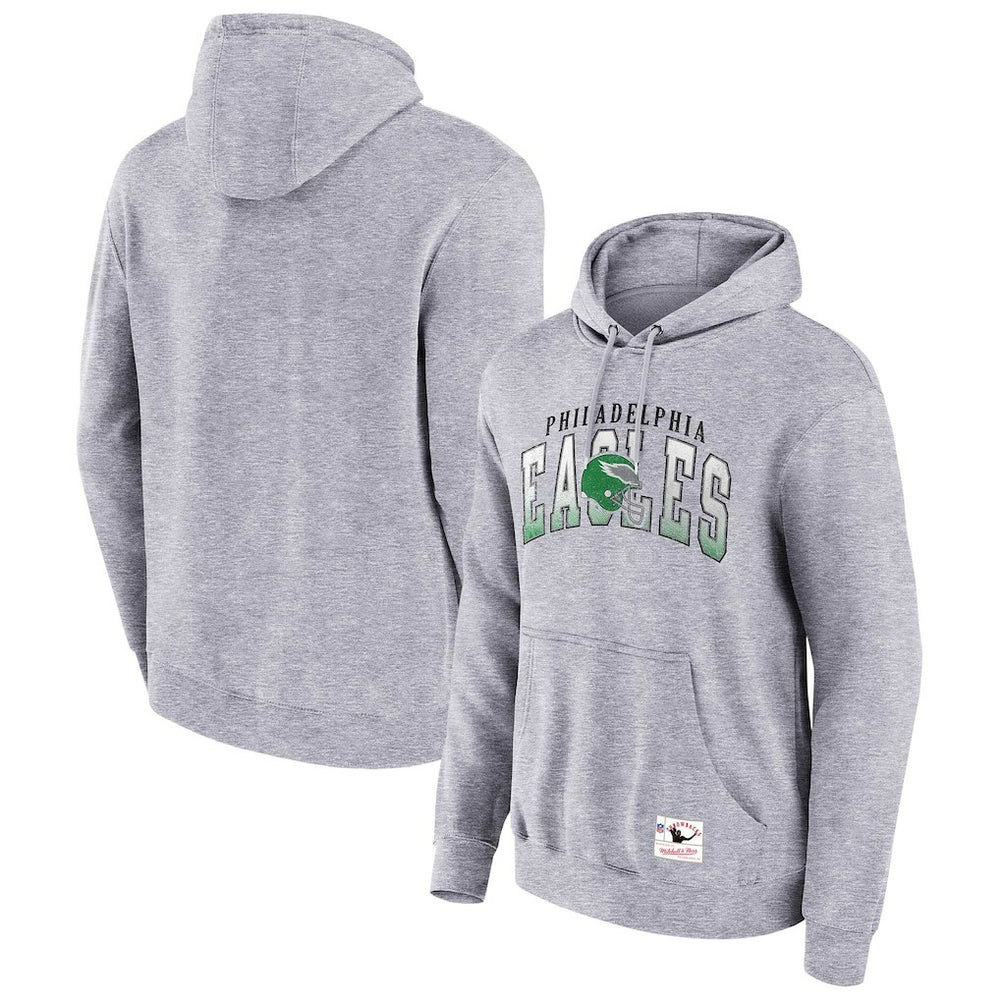 Philadelphia Eagles Pocket Passer Pullover Hoodie Heather Gray - Mitchell & Ness