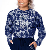 Dallas Cowboys Certo Women's Cropped Long Sleeve T-Shirt Navy - NFL