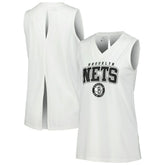 NBA - Brooklyn Nets Levelwear Women's Paisley Peekaboo Tank Top - White