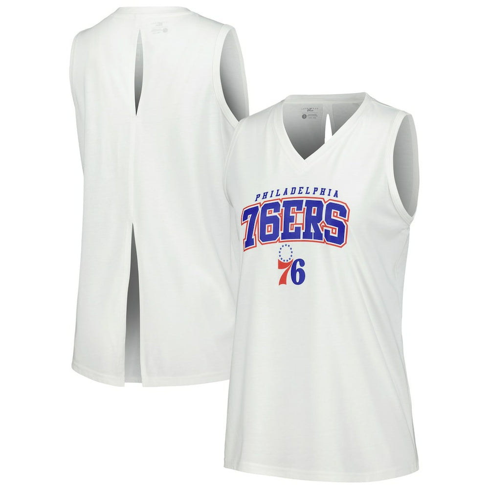 NBA - Philadelphia 76ers Levelwear Women's Paisley Peekaboo Tank Top - White