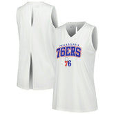 NBA - Philadelphia 76ers Levelwear Women's Paisley Peekaboo Tank Top - White