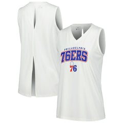 NBA - Philadelphia 76ers Levelwear Women's Paisley Peekaboo Tank Top - White