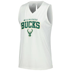 NBA - Milwaukee Bucks Levelwear Women's Paisley Peekaboo Tank Top - White