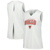 NBA - Chicago Bulls Levelwear Women's Paisley Peekaboo Tank Top - White