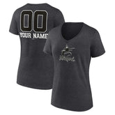 Miami Marlins Women's Personalized Monochrome Name & Number V-Neck T-Shirt for sale