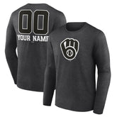 Milwaukee Brewers Personalized Monochrome Name & Number Long Sleeve T-Shirt discount